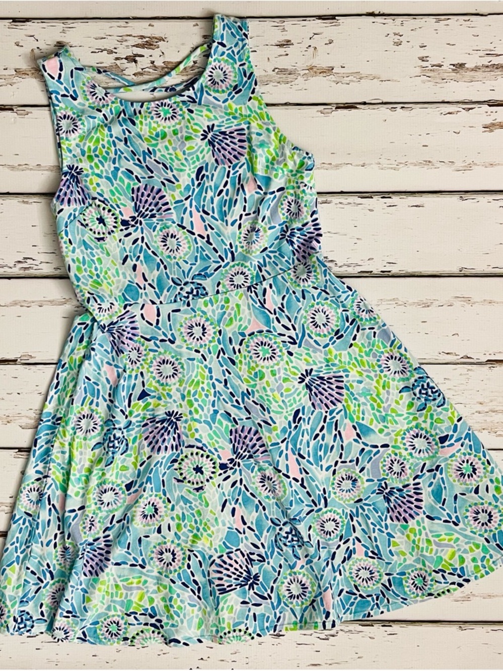 Girls Floral Blue & Green Lilly Pulitzer Sleeveless Dress